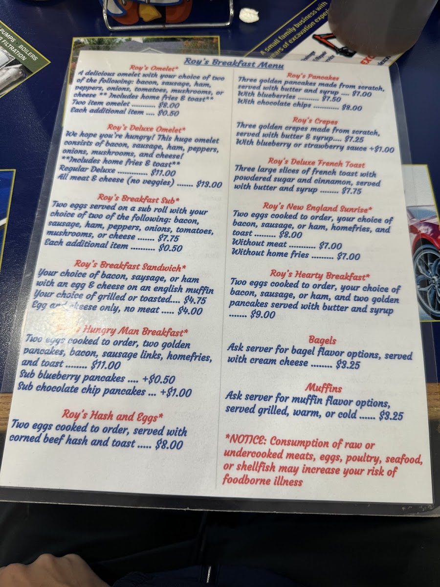 Menu Roy's All Steak Hamburgers-3